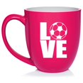 thumbnail image 1 of LOVE Soccer Ceramic Coffee Mug Tea Cup Gift for Her, Him, Friend, Coworker, Wife, Husband (16oz Hot Pink), 1 of 1