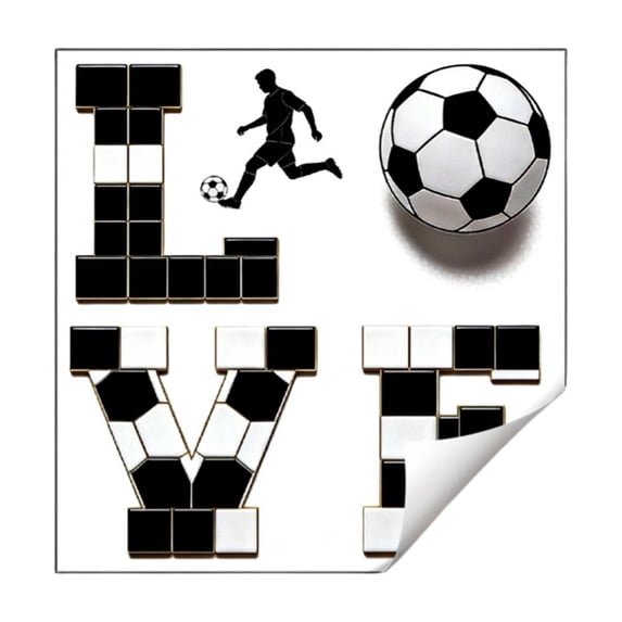 LOVE Soccer Theme Wall Decal, Football Wall Stickers for Bedroom and Living Room, Sports Home Decor, Soccer Wall Art