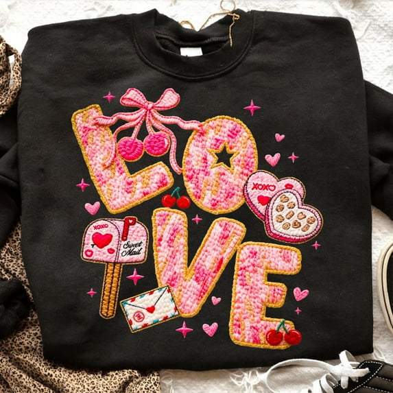 LOVE Valentine , Embroidery Style Clipart ()