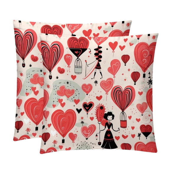 LOVE Velvet Throw Pillow Covers Set of 2 - 16x16, 18x18, 20x20 Inches - Unique Patterns - Bed Pillow Inserts Included for Various Occasions