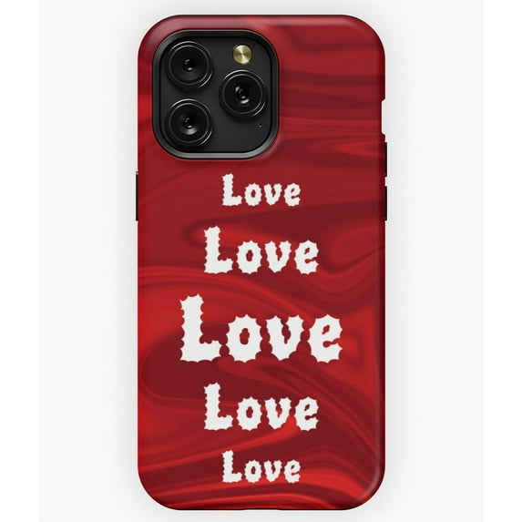 LOVE White Font Spiky Edges Red Wine Satin Look A2268 Phone Case for iPhone 11 to 17 Pro Max