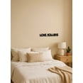 thumbnail image 1 of LOVE YOU BYE Geometric Metal Sign Wall Art, Creative Letter Hanging Ornament, Simple Metal Wall Decor to create warm festive vibe, perfect for living room bedroom indoor home wall decoration, 1 of 5