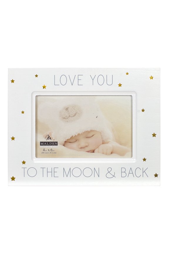 Malden - Love You to the Moon and Back Baby Picture Frame, White 4x6 Photo Frame with Gold Accents