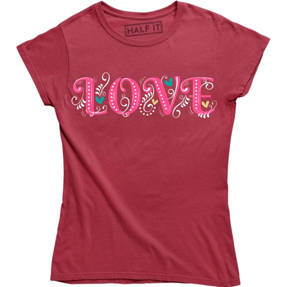 LOVE with Heart Leaves Symbol - Nature Lover Women's T-Shirt