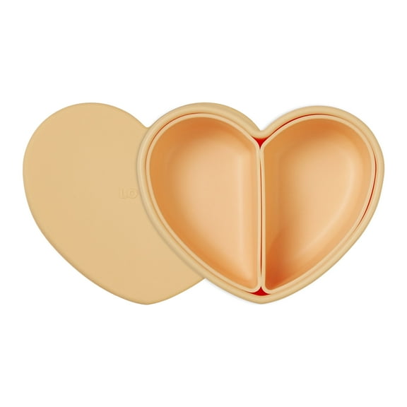 LOVEAT Heart Food Storage Container with Lid, 15.2 fl oz (450 ml)  Silicone Divided Inner Bowls, BPA Free, Microwave and Dishwasher Safe (Butter Yellow)