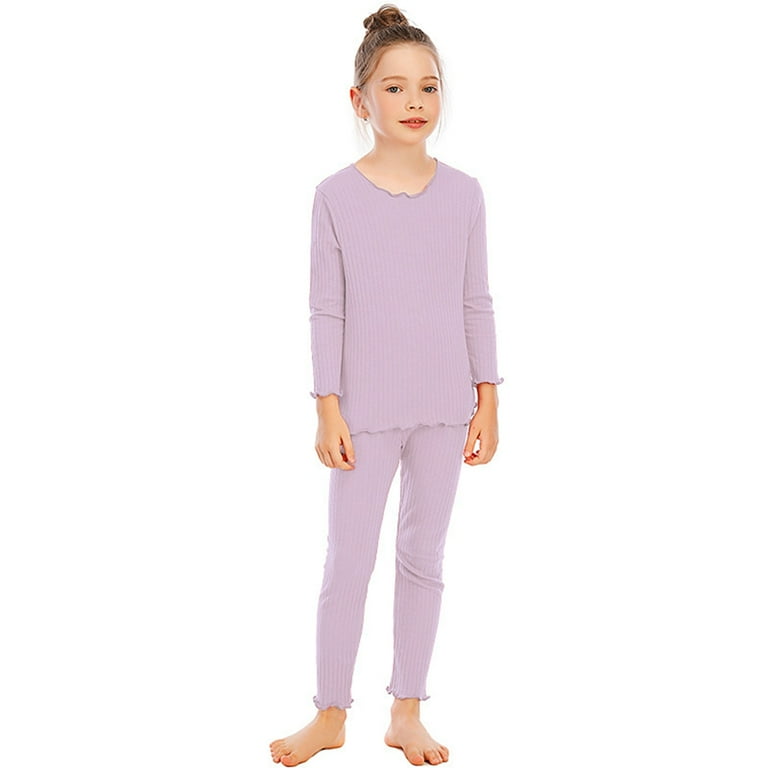 LOVEBAY 2 Piece Toddler Girls Pajama Set Solid Color Sleepwear Snug fit Ruffled Sleepwear pjs for Daily Life Size 9 10Y Walmart