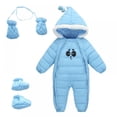 thumbnail image 1 of LOVEBAY Baby Winter Snowsuit Hooded One-Piece Jumpsuit with Gloves Feet Zipper Warm Padded Sleepsuit 0-24M, 1 of 9