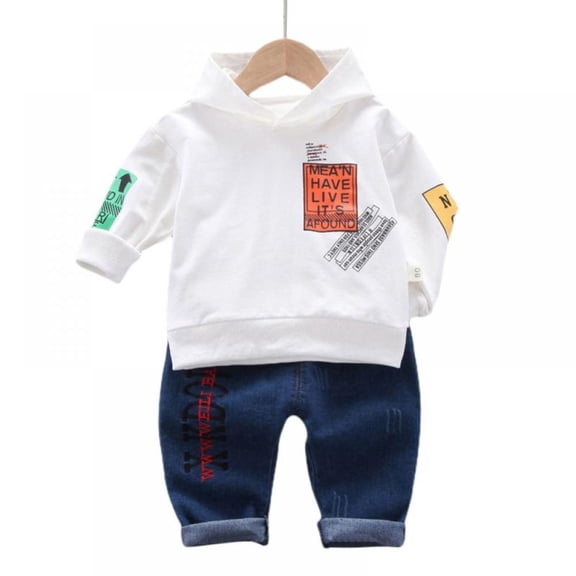 LOVEBAY Boy's 2 Piece Outfits Letter Print Long Sleeve Pullover Hoodie Sweatshirt Pants Clothing Suit Boy Clothing