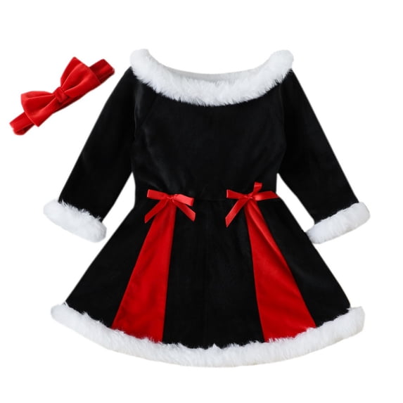 LOVEBAY Girls Christmas Santa Costume Santa Claus Dress Xmas Costumes Long Sleeve Dress Girls Xmas Party Costume Outfit
