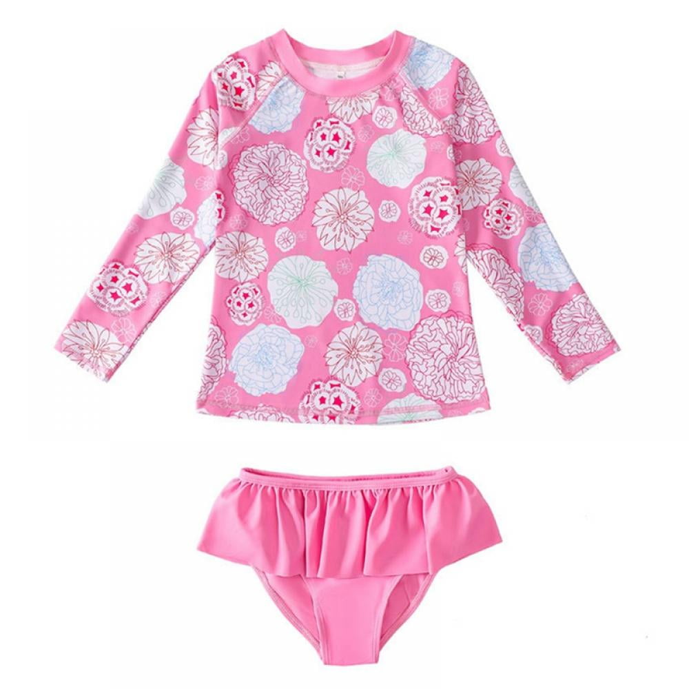 LOVEBAY Little Girls Rash Guard Sets 2Piece Swimsuit Set Long Sleeve