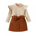 thumbnail image 1 of LOVEBAY Toddler Baby Girl Skirt Outfit Long Sleeve Ruffle Shirt Top Mini Skirt Set 2Pcs Kids Little Girl Clothes Fall Winter Outfit, 1 of 9