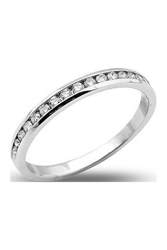 0.30 Carats (ctw) 14K White Gold 16-Stone Diamond Wedding Anniversary Band Ring, Channel Machine Setting (8.5)