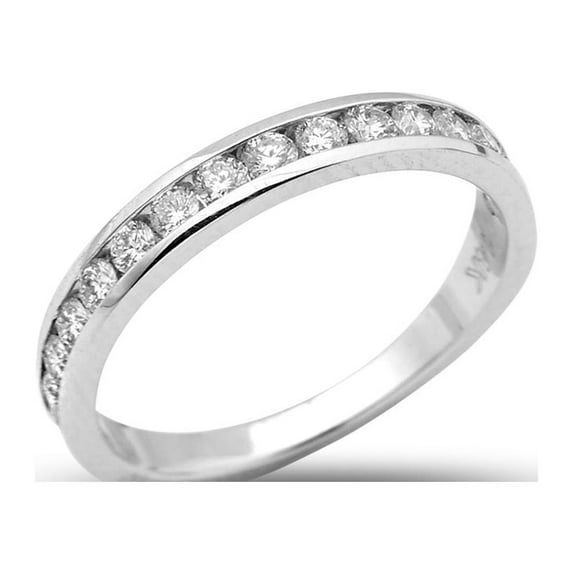 LOVEBLING 0.55 Carats (ctw) 14K White Gold 16-Stone Diamond Wedding Anniversary Band Ring, Channel Machine Setting (7.5)