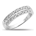 thumbnail image 1 of LOVEBLING 0.55 Carats (ctw) 14K White Gold 18-Stone 2-Row Diamond Wedding Anniversary Band Ring, Machine Setting (8.5), 1 of 1