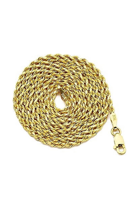 10K Yellow Gold 2mm Diamond Cut Rope Chain Necklace (24")
