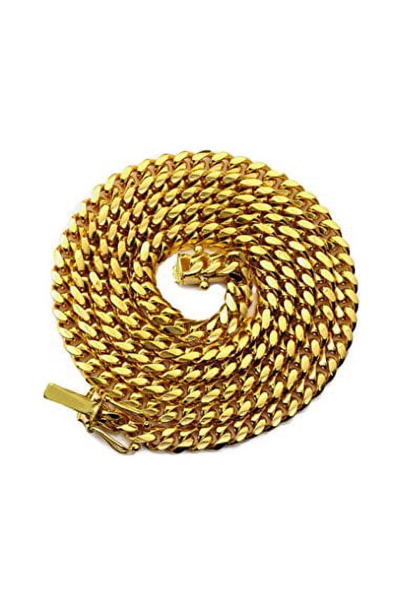 10K Yellow Gold 5mm Solid Miami Cuban Link Chain Necklace w/Box Lock (18")