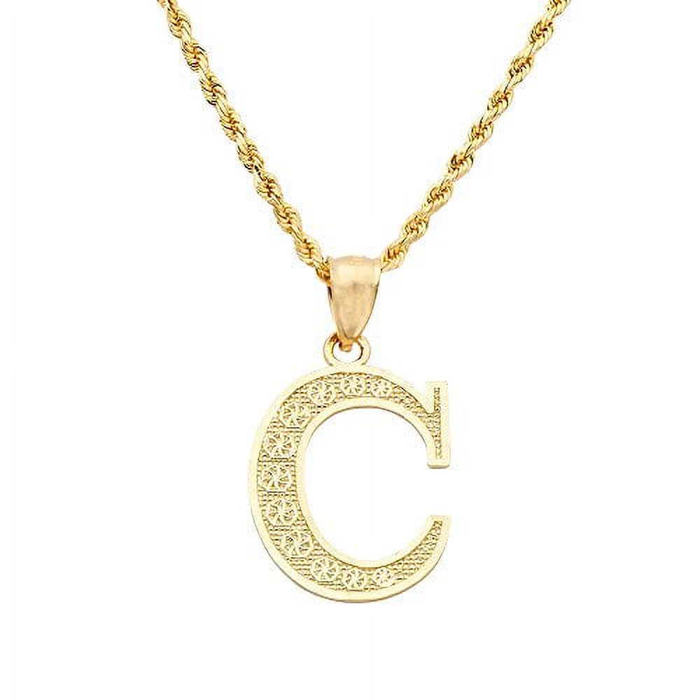 LOVEBLING 10K Yellow Gold Diamond Cut A to Z Alphabet Initial