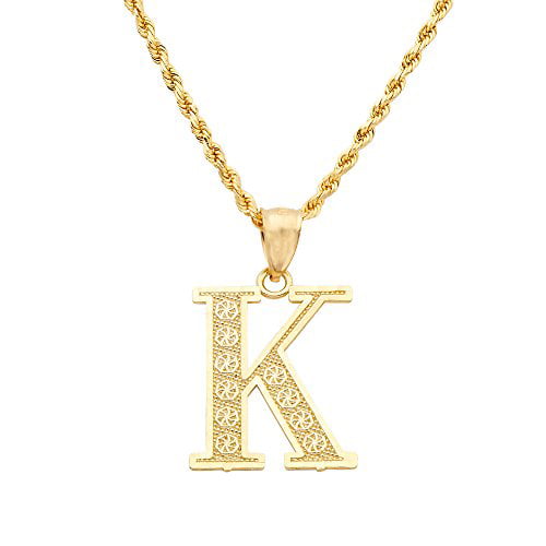 10K Yellow Gold Pave CZ Bubble Initial Charms Letters Small Pendants, A to  Z