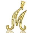thumbnail image 1 of LOVEBLING 10K Yellow Gold Diamond Cut Cursive Initial Pendant Charms Available Letters from A to Z (M), 1 of 3