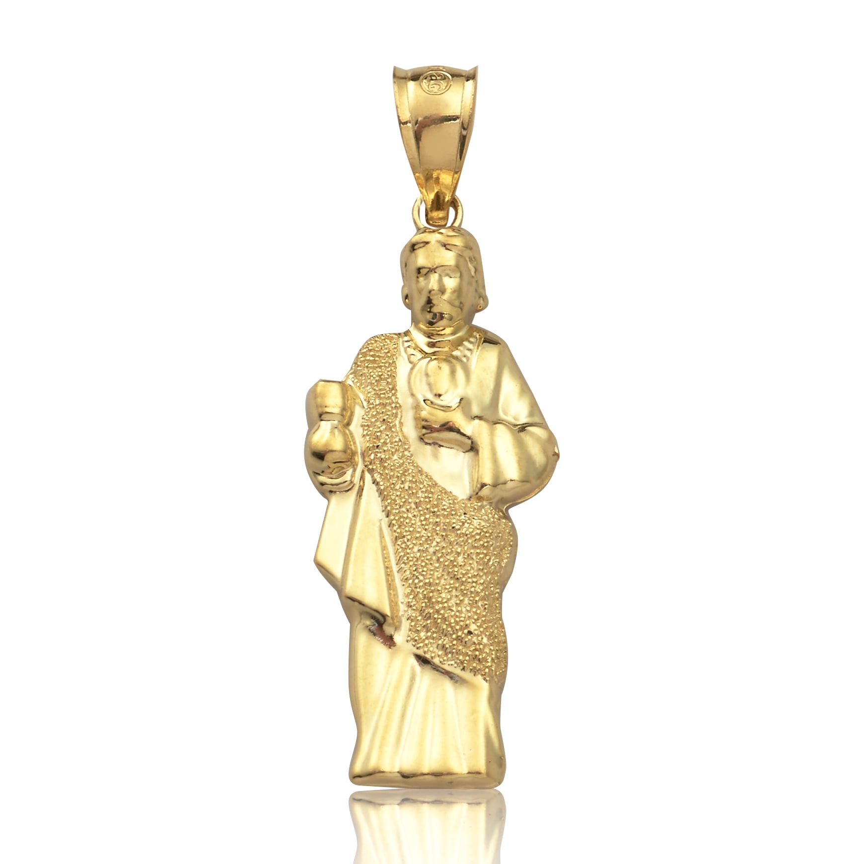 10k Yellow Gold Saint Jude Charm Pendant (1 inch) : 10K Yellow Gold Saint Jude Medallion Pendant Necklace