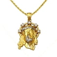 thumbnail image 1 of LOVEBLING 10K Yellow Gold Two-Tone Jesus Head with CZ Halo Pendant Charm (1.73" x 0.87"), 1 of 1