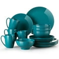 thumbnail image 1 of LOVECASA Dinnerware Sets, Porcelain Dinner Set for 4, 16-Piece Round Dark Green, Series Sweet, 1 of 8