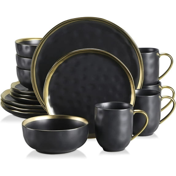 LOVECASA Dinnerware Sets, Stoneware Dinner Set for 4, 16-Piece