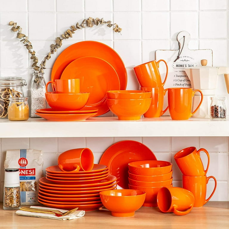 LOVECASA, Series Sweet, 32-Piece Porcelain Dinnerware Set, Orange - Main Image