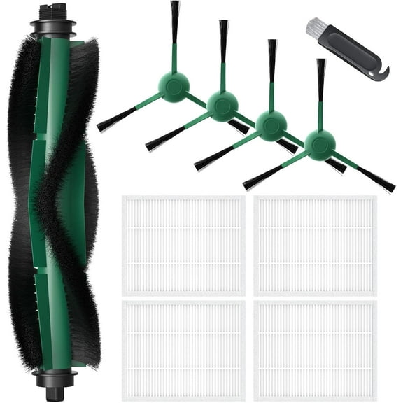 LOVECO Replacement Parts Compatible with iRobot Roomba Essential Series Q0120, Y0140, Q0520, Y0110, Q011 Robot Vacuum Cleaner, 1 Roller Brush 4 Hepa Filters 4 Side Brushes Accessories
