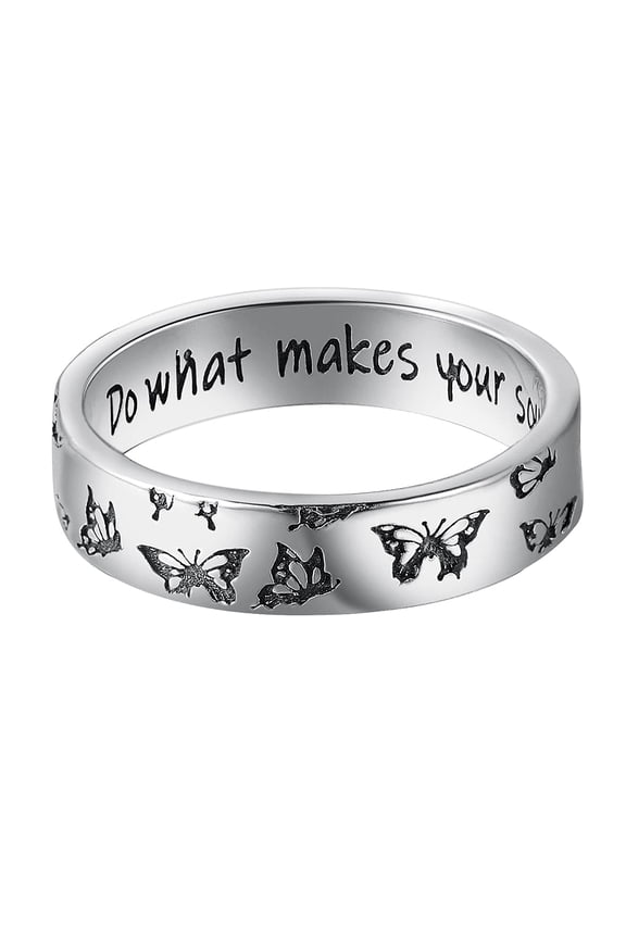 Butterfly Rings 925 Sterling Silver Various Flying Rings for Women Bohemian Delicate Do What Makes Your Soul Shine Letters Ring Cute Insect Wedding Bands Jewelry Gifts for Her C113