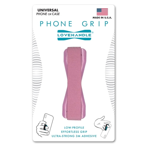 LOVEHANDLE Universal Phone Grip for Smartphones & Mini Tablets - Phone Holder for Hand - Wireless Charging Compatible - Made in The USA - Solid Blush C41