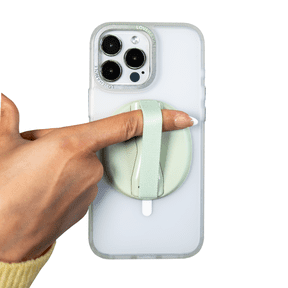 LOVEHANDLE Universal Phone Grip for MagSafe Removable Phone Holder Strap Wireless Charging Friendly Includes Metal Ring Made in USA Sage