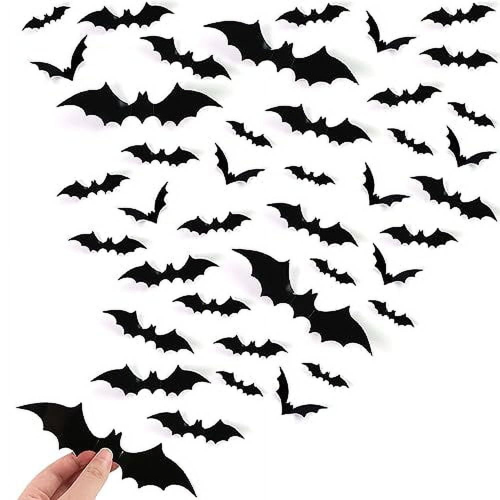 LOVEINUSA 120PCS Halloween Bats Wall Decor, 3D Bat Stickers, Halloween