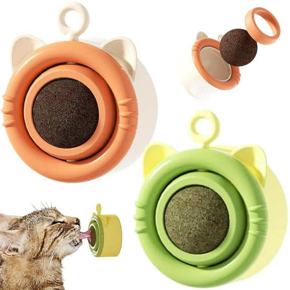 LOVELY CAVES Rotatable Stick on Wall Catnip and Gall Fruit Cat Toy, 2 Count
