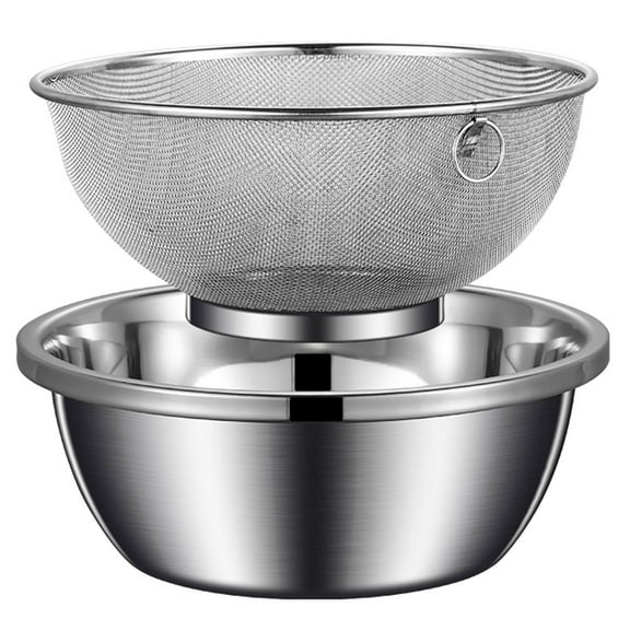 LOVERLYZ 1 Set Rice Colander Stainless Steel Colander with Bowl Food Strainer Mixing Bowl Set for Vegetable Fruit
