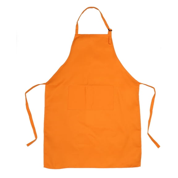 LOVERLYZ 2 Pockets Adjustable Neck Strap Bib Apron Restaurant and Home Kitchen Apron 60x85cm (Orange)