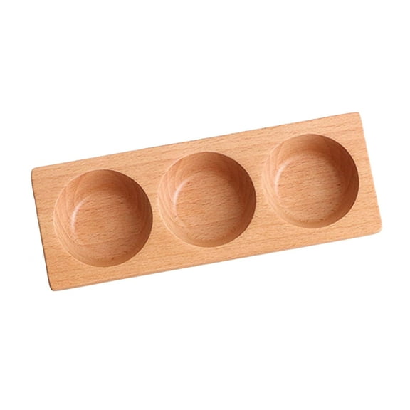 LOVERLYZ 20x7.5cm Natural Wooden Snack 3 Grids Sauce Dishes Sauce Vinegar Seasoning Pickle Snack Small Dinner Plates Appetizers Serving Tray