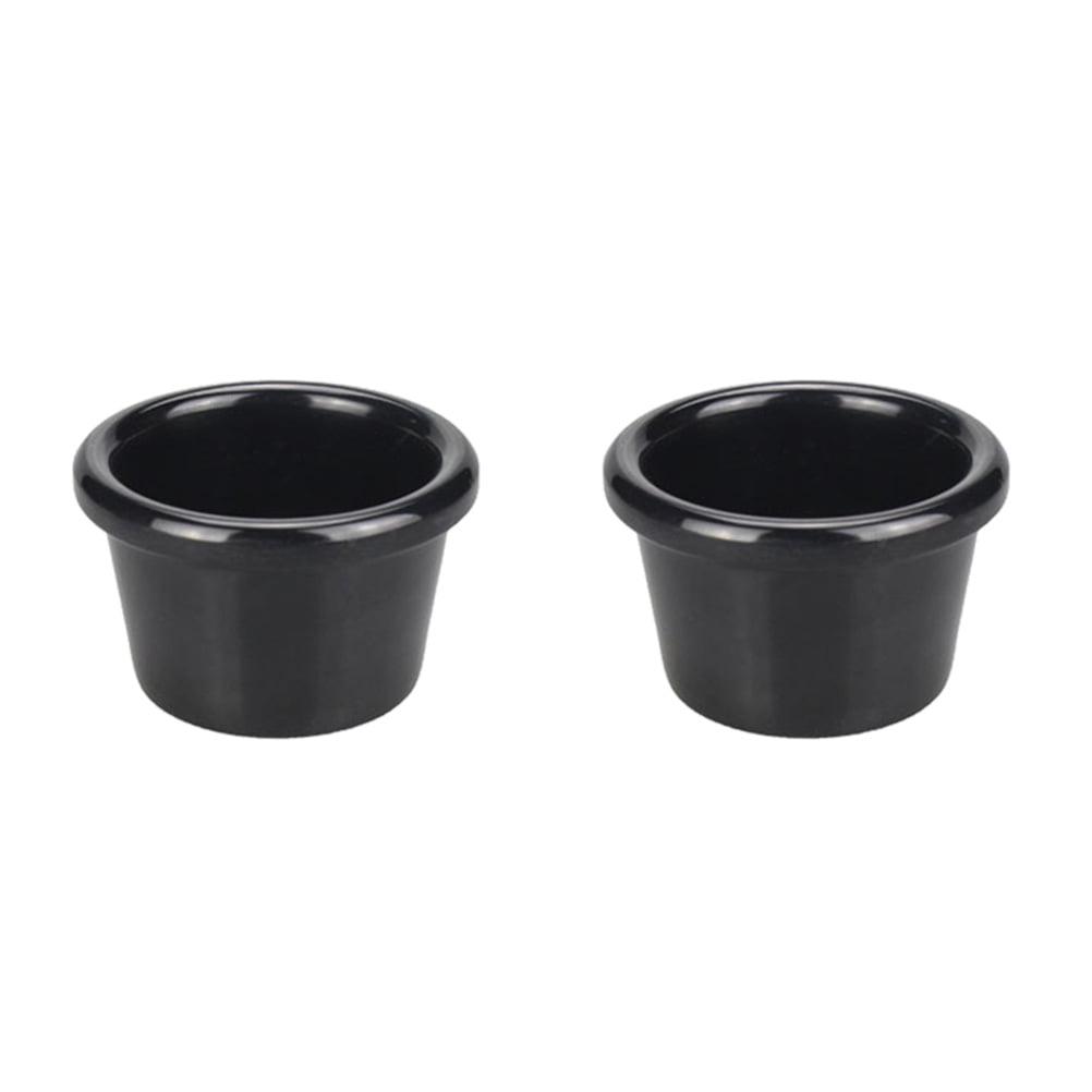 LOVERLYZ 2pcs Black Melamine Sauce Cups Reusable Sauce Container Small Dipping Bowl for Restaurant Home