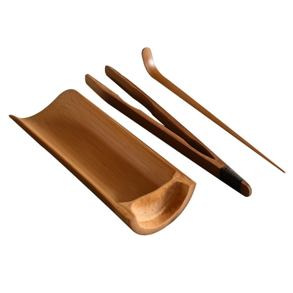 LOVERLYZ 3pcs Bamboo Tea Set Tea Making Tool Kit Tea Ceremony Utensil Kitchen Accessories