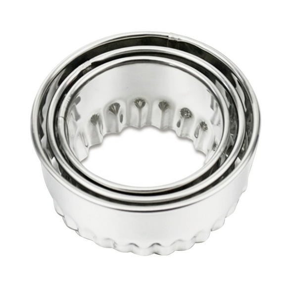 LOVERLYZ 3pcs Stainless Steel Dumpling Wrapper Mold Kitchen Cookie Doughnut Muffin Scone Sandwich Bread Crust Cutter (Wave Edge)