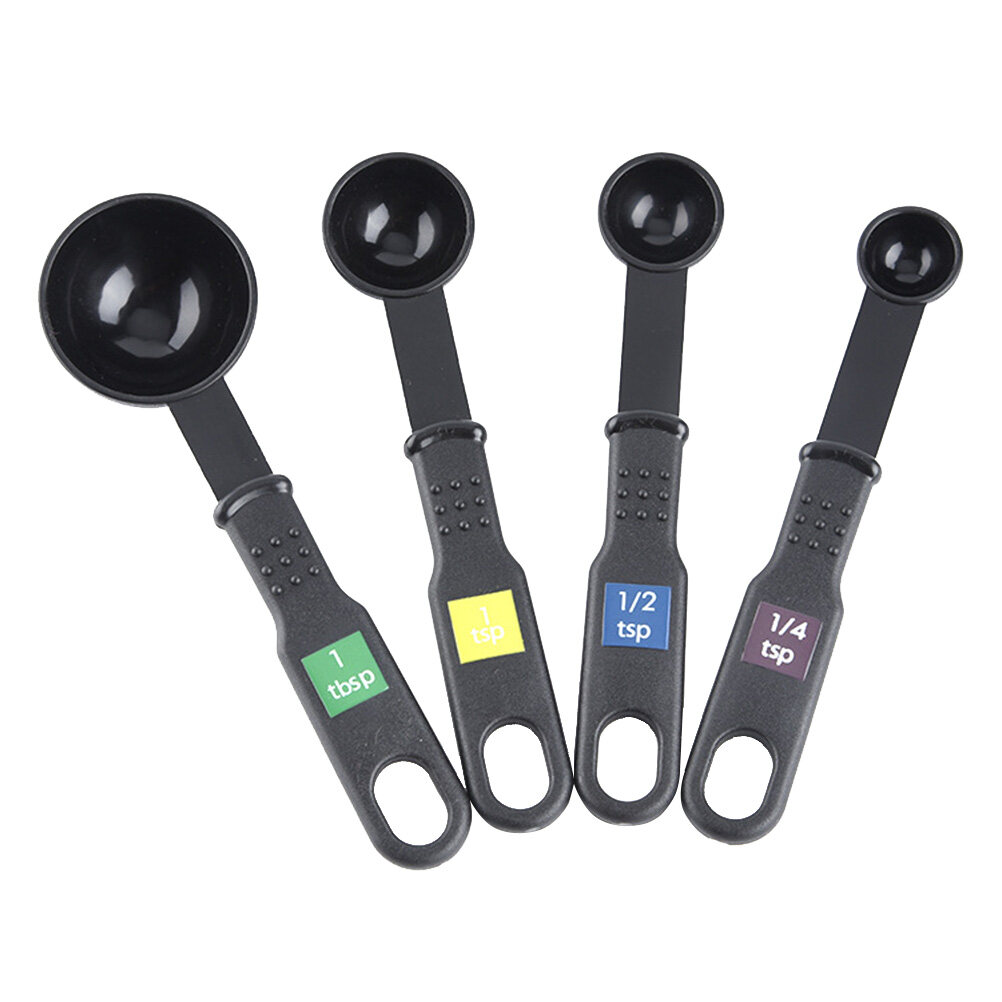 LOVERLYZ 4pcs/Set Plastic Long Handle Measuring Spoons with Scale