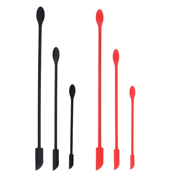 LOVERLYZ 6Pcs Baking Scrapers Silicone Jam Cream Spatulas Baking Tools (Black, Red)