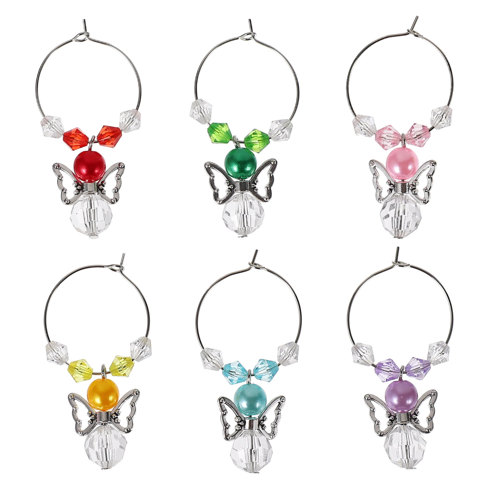 LOVERLYZ 6Pcs Hawaii Style Wine Charms Wine Glass Identifiers Cup Signs