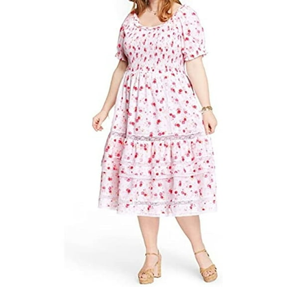 LOVESHACKFANCY Women's Plus Size Cosette Smocked Puff Sleeve Dress XL