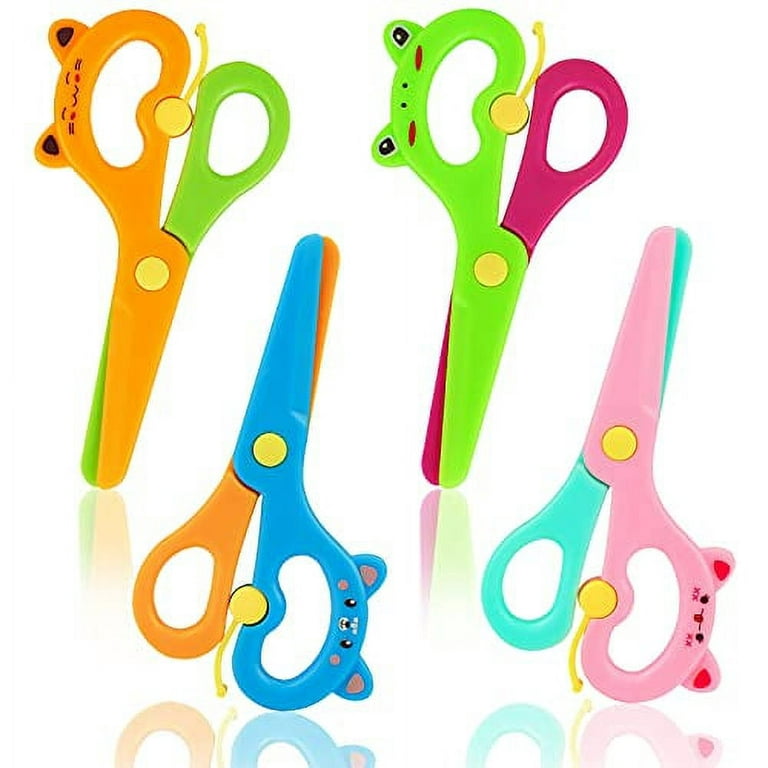 LOVESTOWN Plastic Scissors for Kids, 4 PCS Pre-School Training