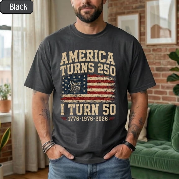 LOVETEE America Turns 250, I Turn Shirt, Matching 4th Of July Birthday Tee, Usa 250th Anniversary, Semiquincentennial Milestones, Moss S