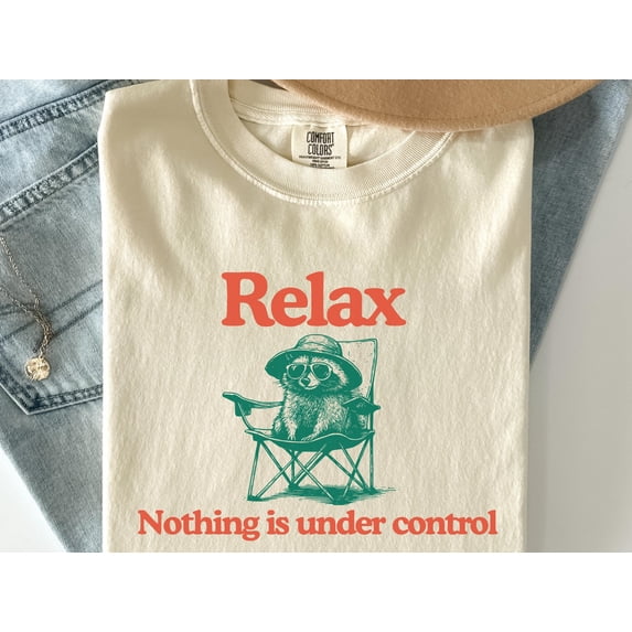 LOVETEE Chill Vintage Shirt, Relax Nothing Is Under Control Tee, Summer Tee, Chilling Vibes, Grey 3XL