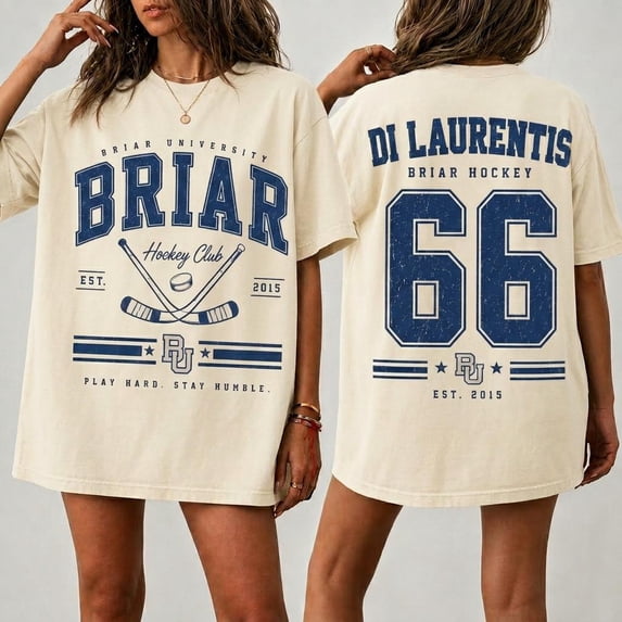 LOVETEE Comfort Colors Briar U Hockey Shirt, Off-Campus Dean Di Laurentis 66 University T-Shirt, College Oversize Tee, Romance Novel Gift, Graphite 3XL