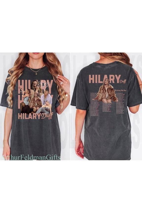 Comfort Colors® Hilary Duff T-Shirt, The Lucky Me Tour Tee, Pop Idol Concert Graphic Tee, 2000s Nostalgic Music Lover Gift, Black S