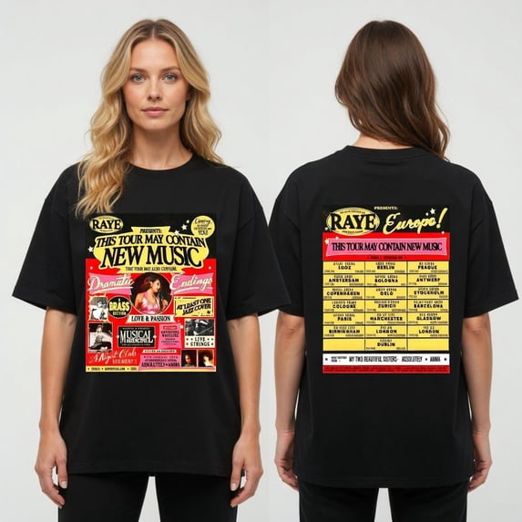 LOVETEE European Music Tour 2026 Graphic T Shirt Concert Fan Tee Unisex, Black XL